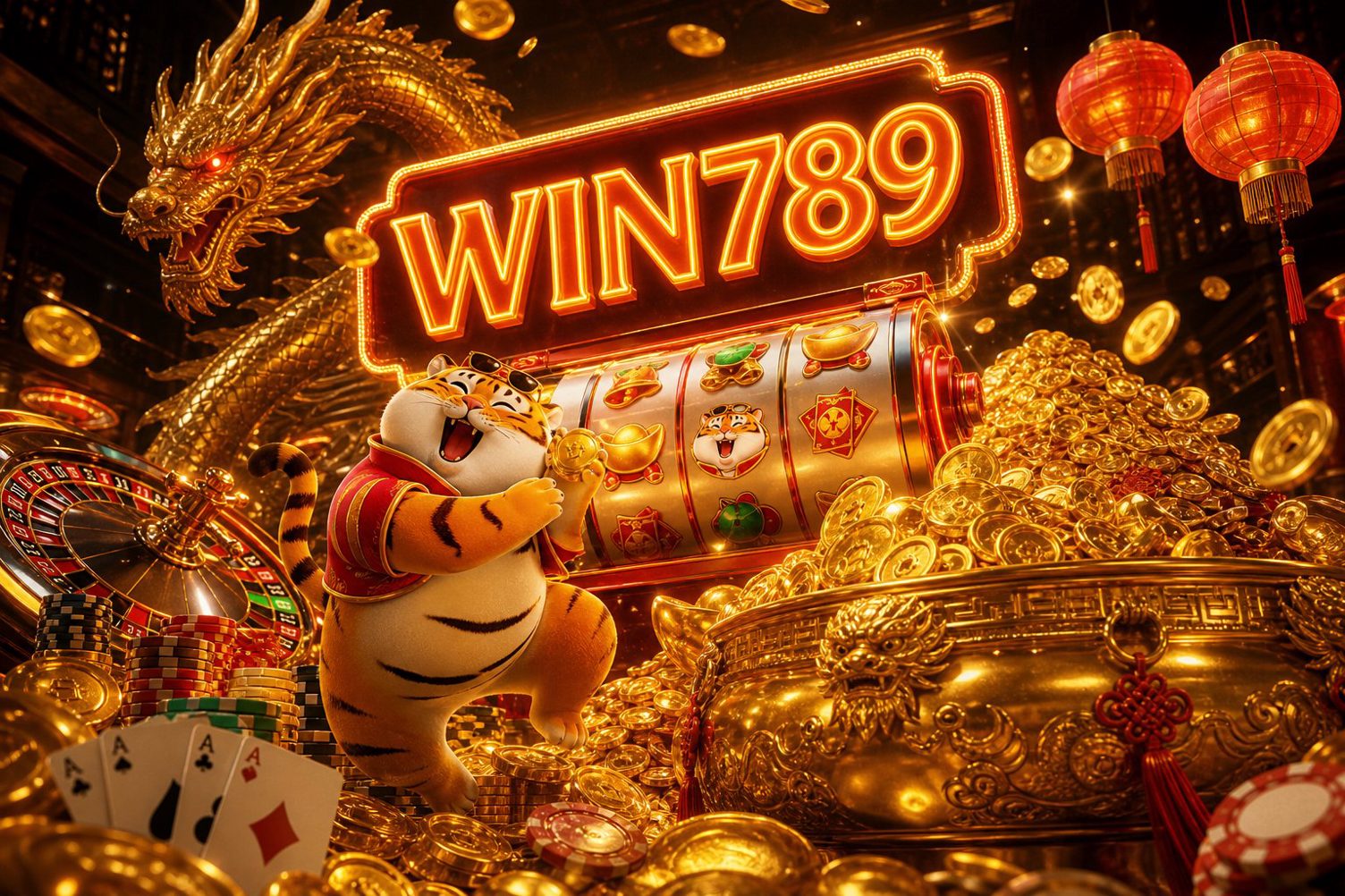 Ảnh bìa trò chơi Mega Ace trên WIN789 với đồ họa slot rực rỡ